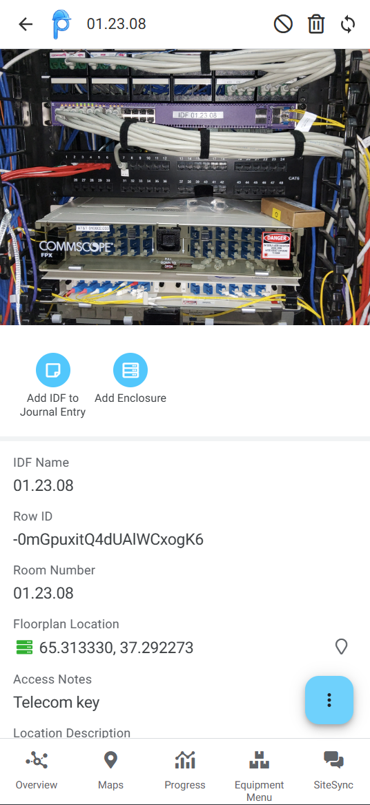 Mobile IDF detail view in PROspective